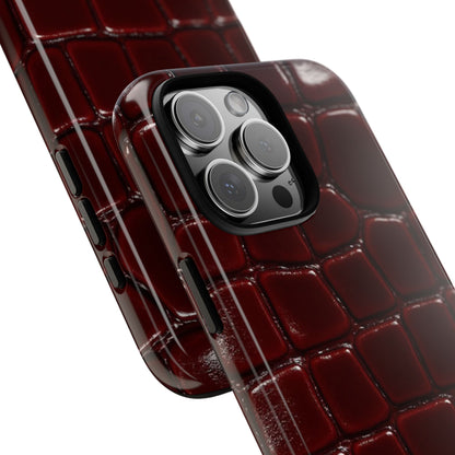 Croc-Embossed Burgundy Iphone Case
