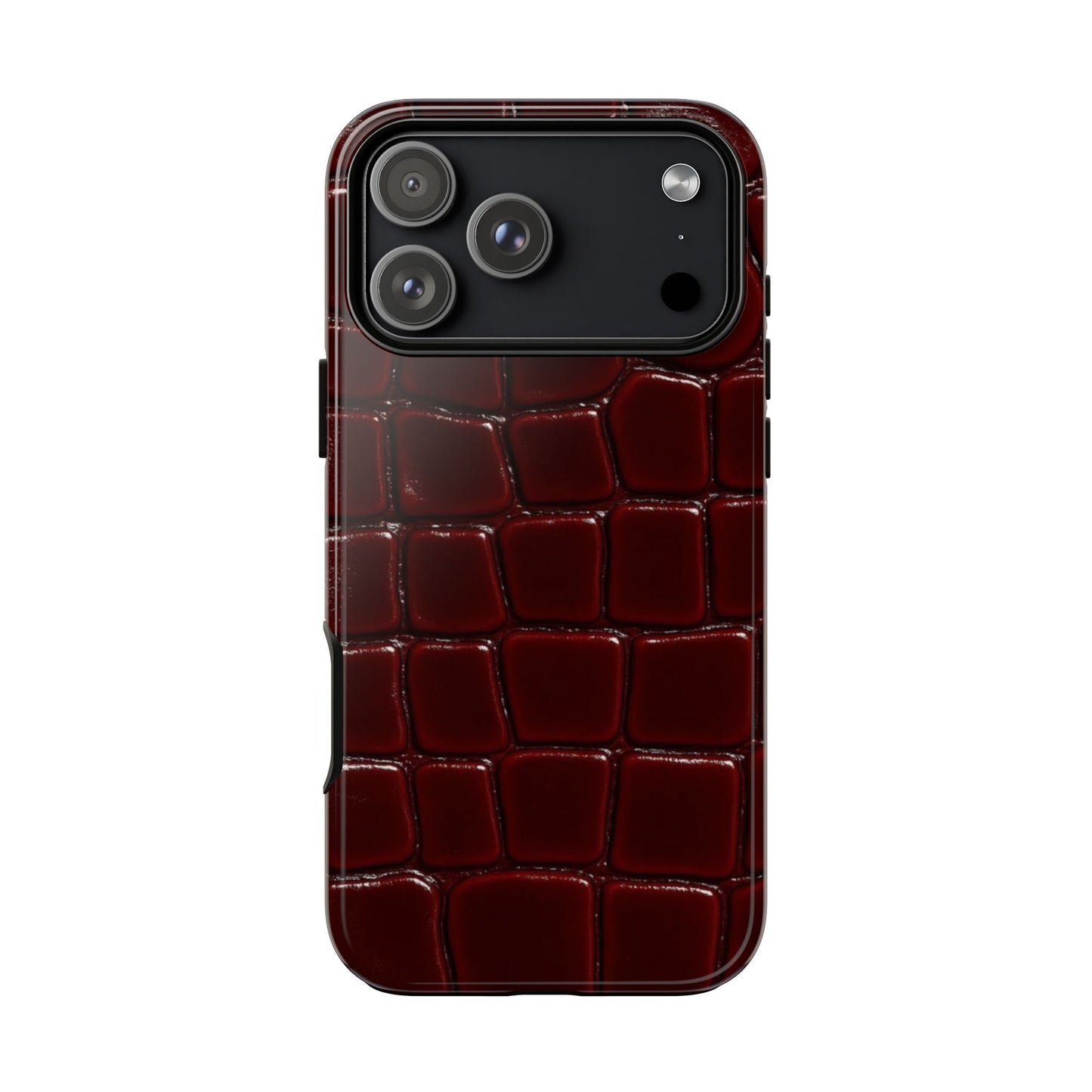 Croc-Embossed Burgundy Iphone Case
