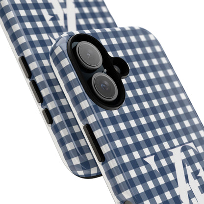 Navy Gingham Monogram Iphone Case