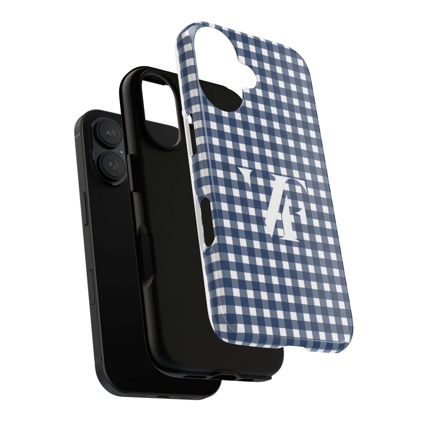 Navy Gingham Monogram Iphone Case