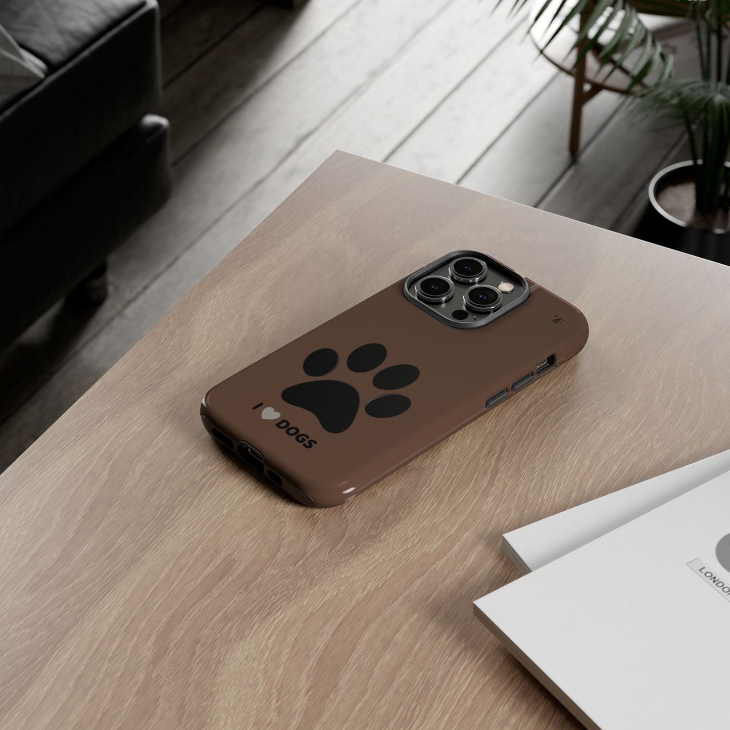 “I <3 Dogs” Brown Iphone Case