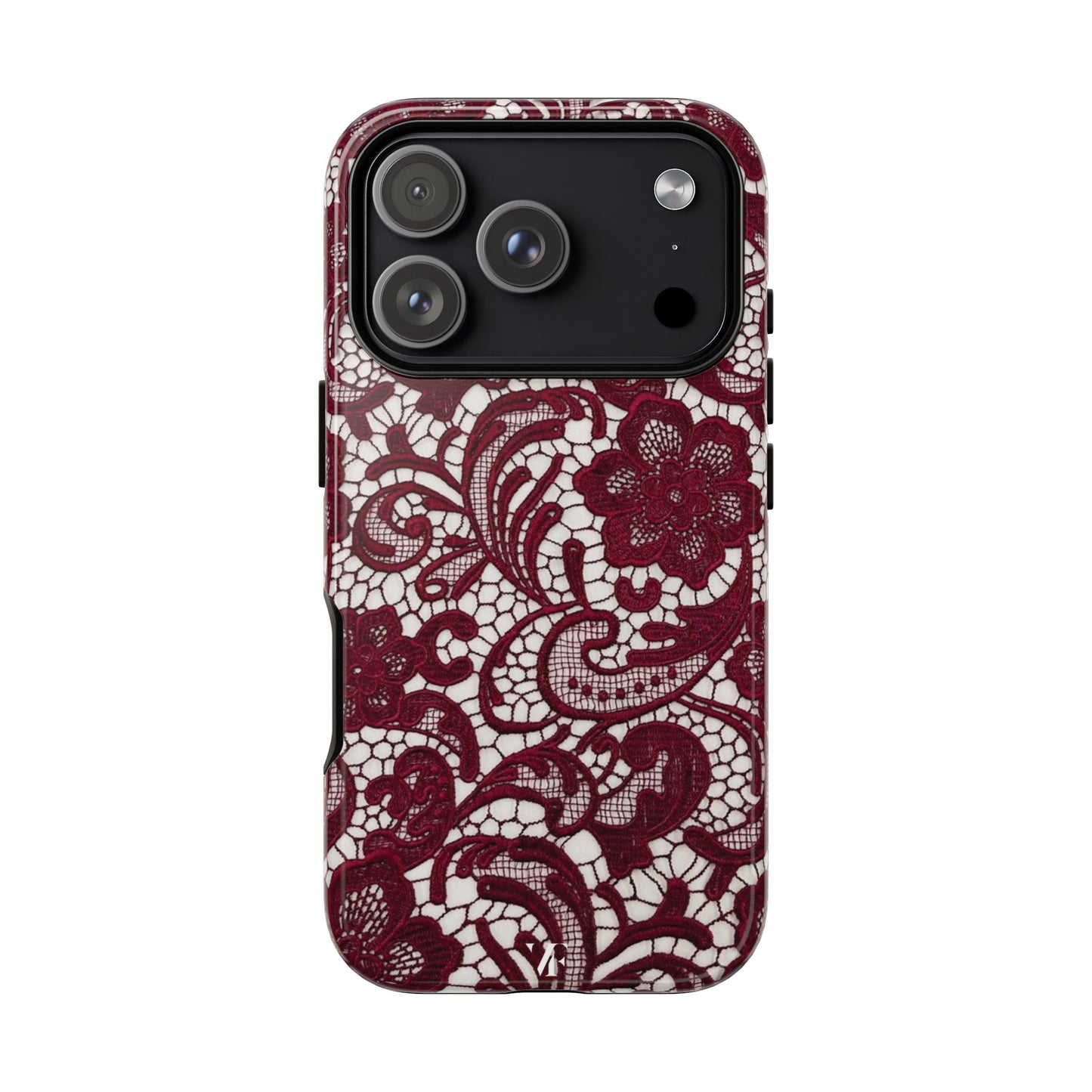 Burgundy Lace Pattern Iphone Case