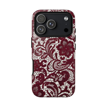 Burgundy Lace Pattern Iphone Case
