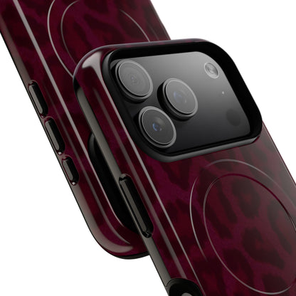 Burgundy Leopard Print MagSafe Iphone Case