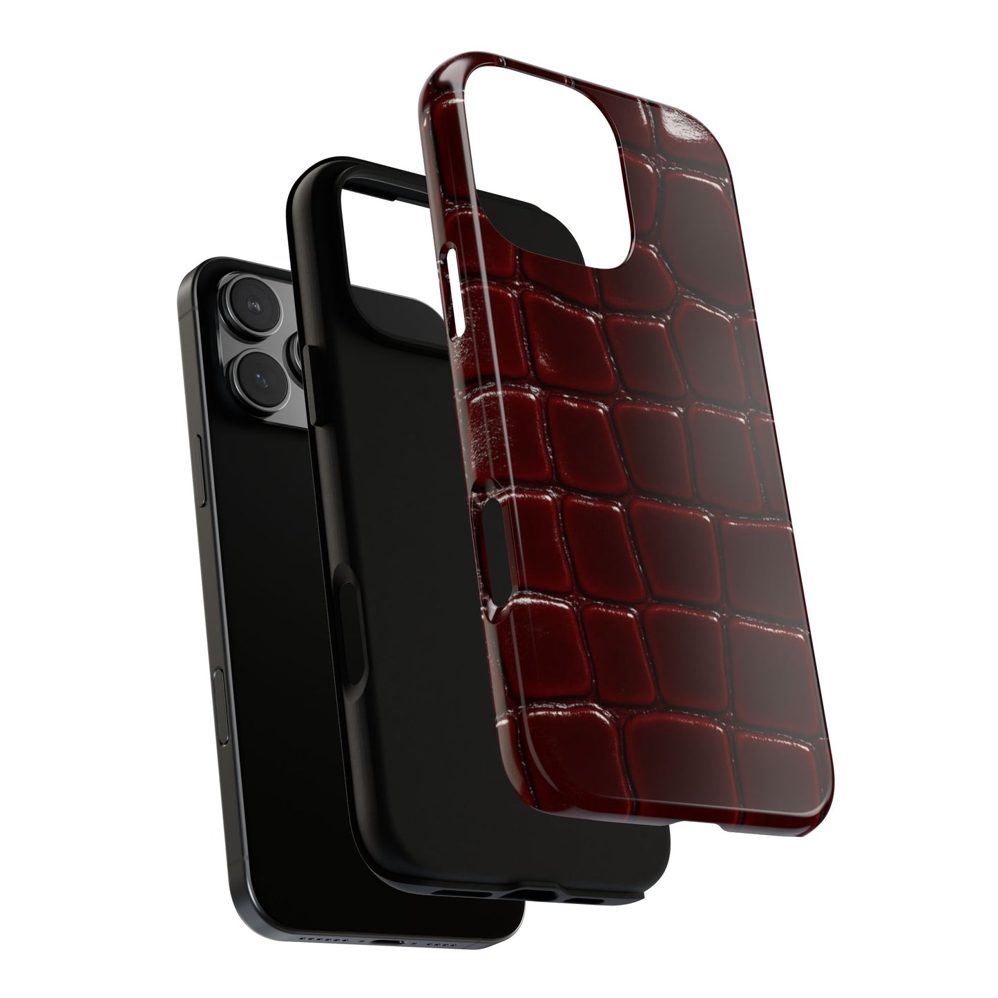 Croc-Embossed Burgundy Iphone Case