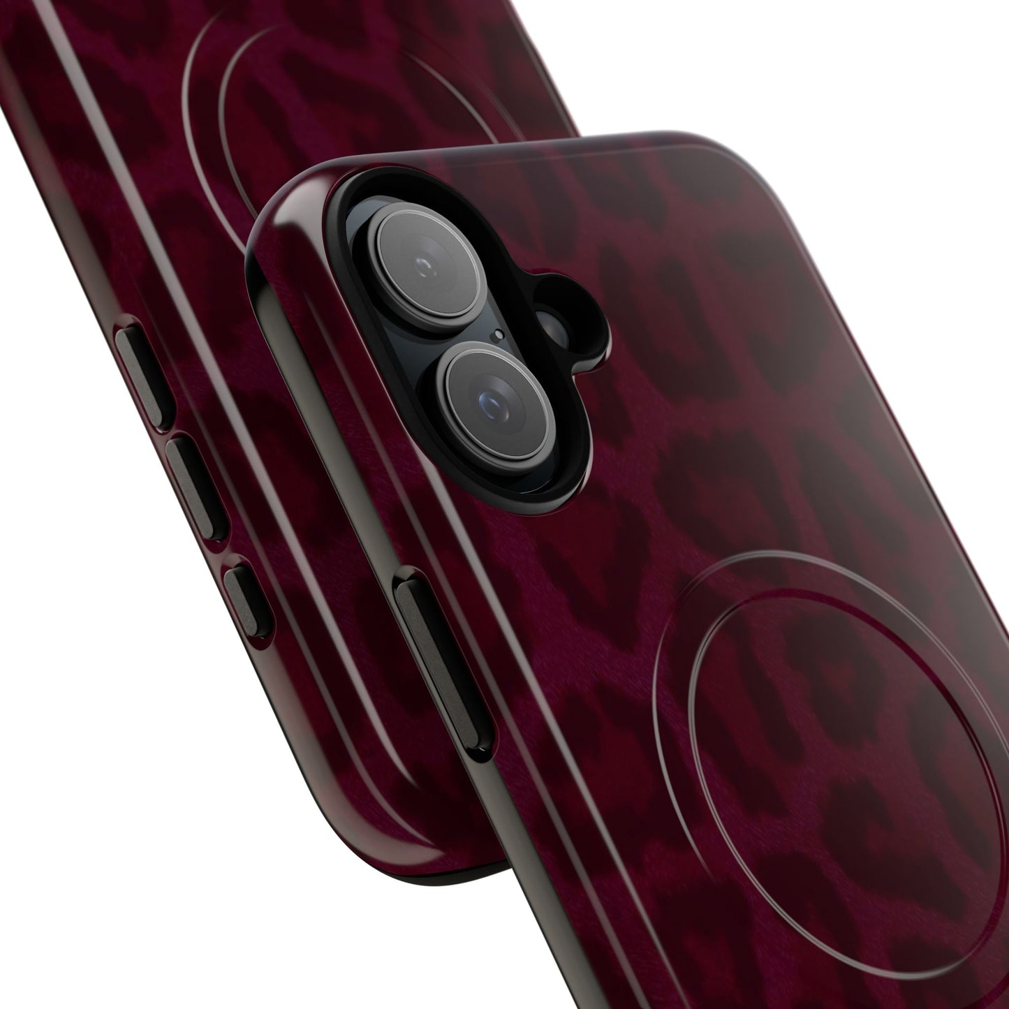 Burgundy Leopard Print MagSafe Iphone Case