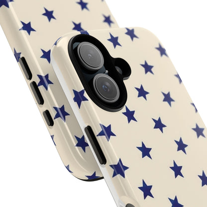 Marineblauwe iPhone-hoes met sterrenpatroon