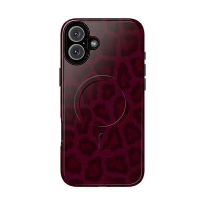 Burgundy Leopard Print MagSafe Iphone Case