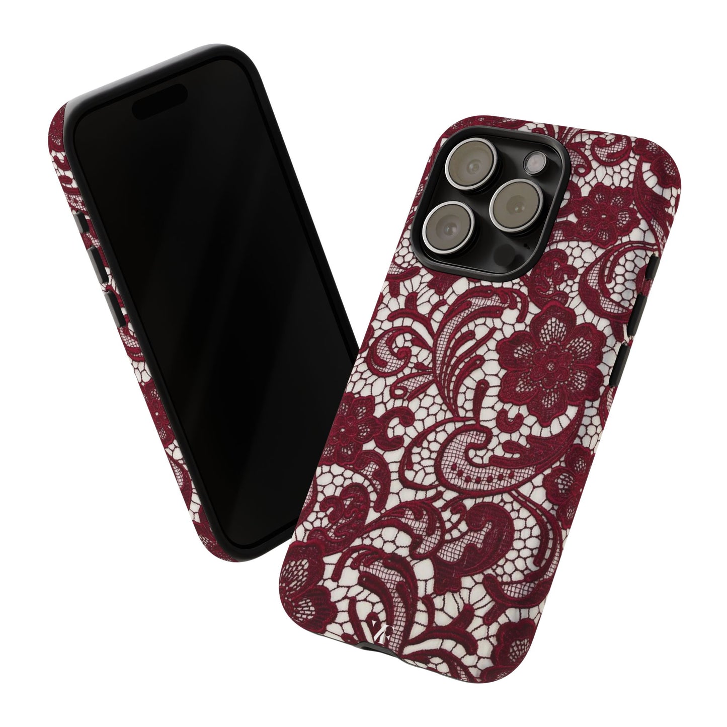 Burgundy Lace Pattern Iphone Case