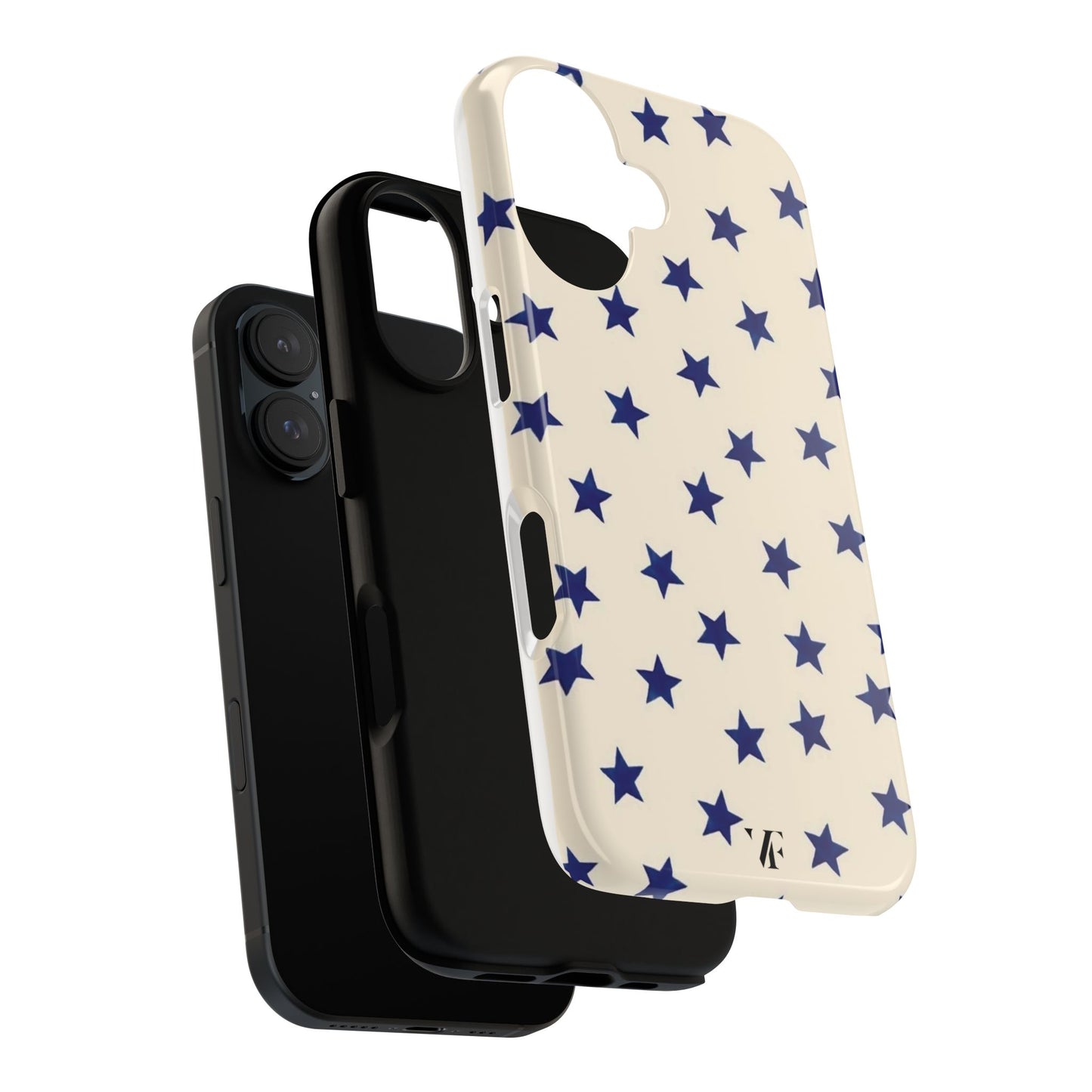 Marineblauwe iPhone-hoes met sterrenpatroon