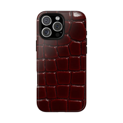 Croc-Embossed Burgundy Iphone Case