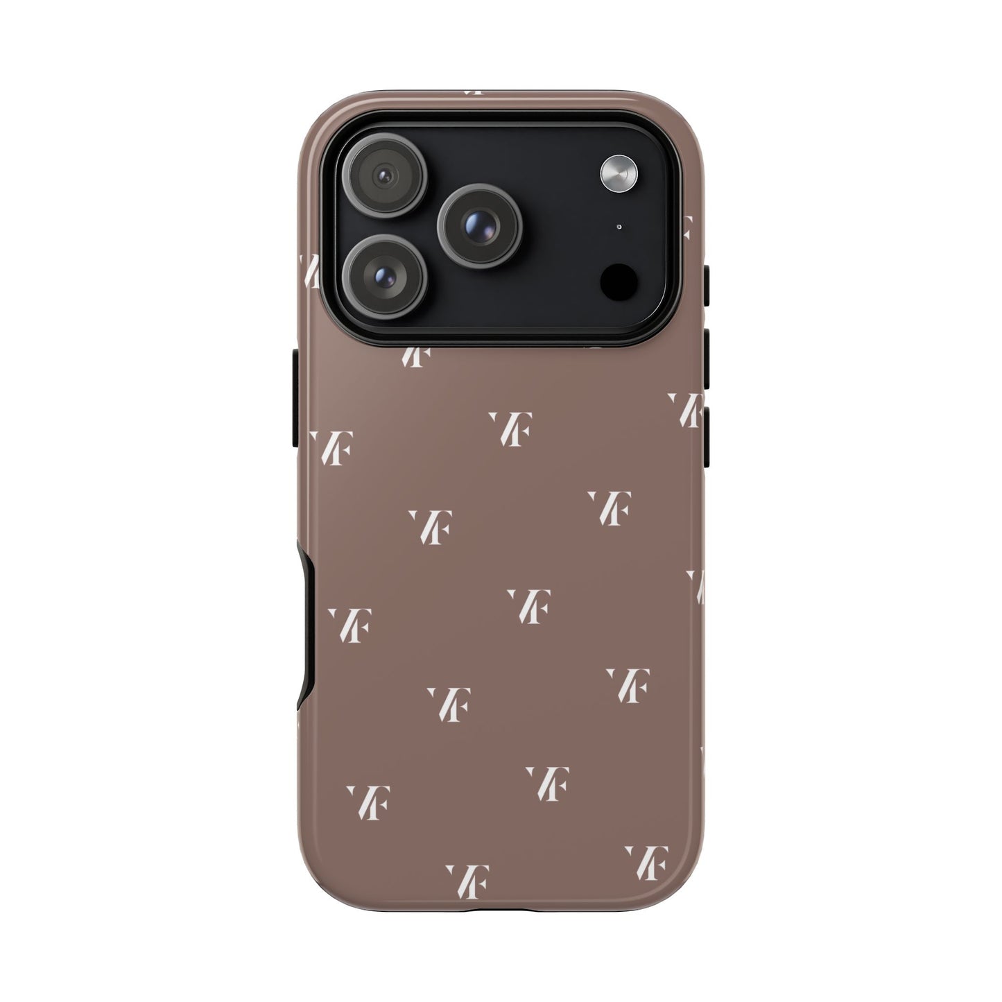 Taupe 'VERFETTI'-patroon, stoere iPhone-hoes