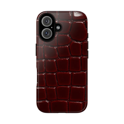 Croc-Embossed Burgundy Iphone Case