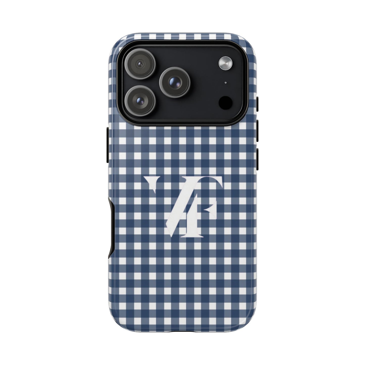 Navy Gingham Monogram Iphone Case