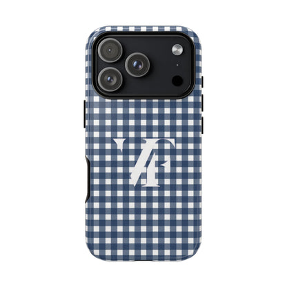 Navy Gingham Monogram Iphone Case