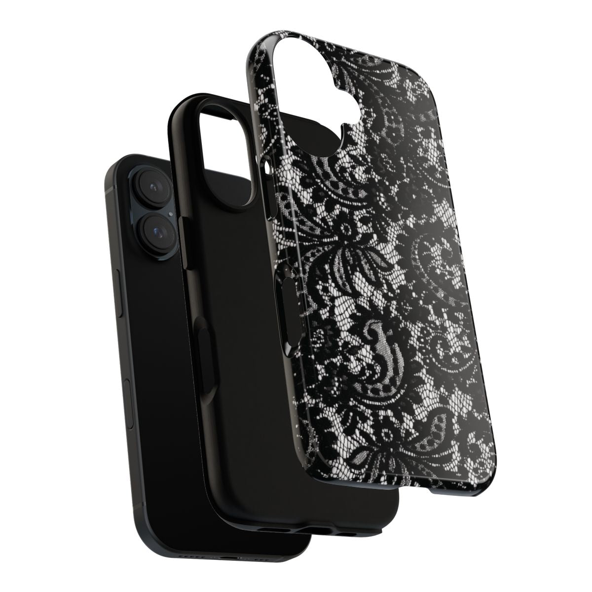 Coque de téléphone à motif dentelle noire
