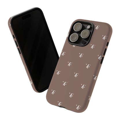 Taupe 'VERFETTI'-patroon, stoere iPhone-hoes