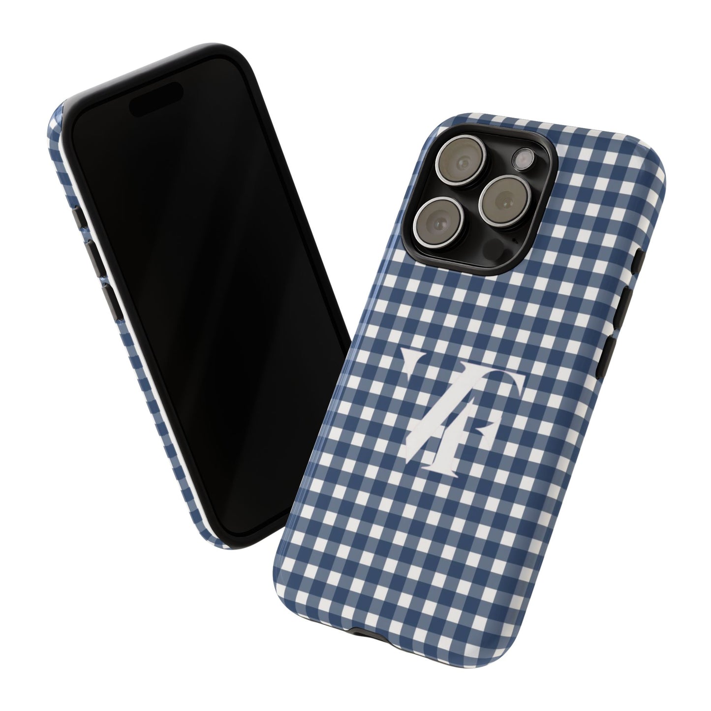 Navy Gingham Monogram Iphone Case