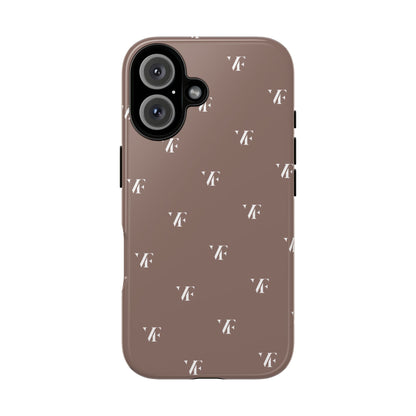 Taupe 'VERFETTI'-patroon, stoere iPhone-hoes