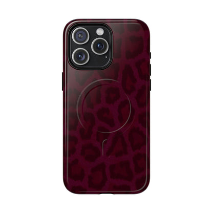 Burgundy Leopard Print MagSafe Iphone Case