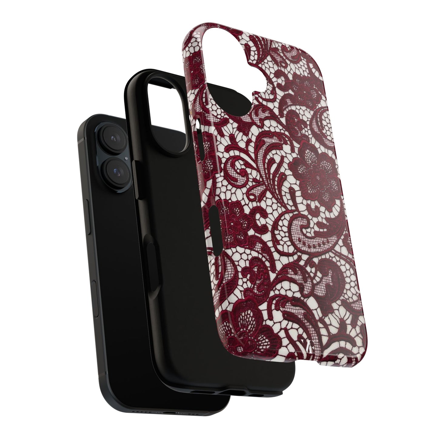 Burgundy Lace Pattern Iphone Case