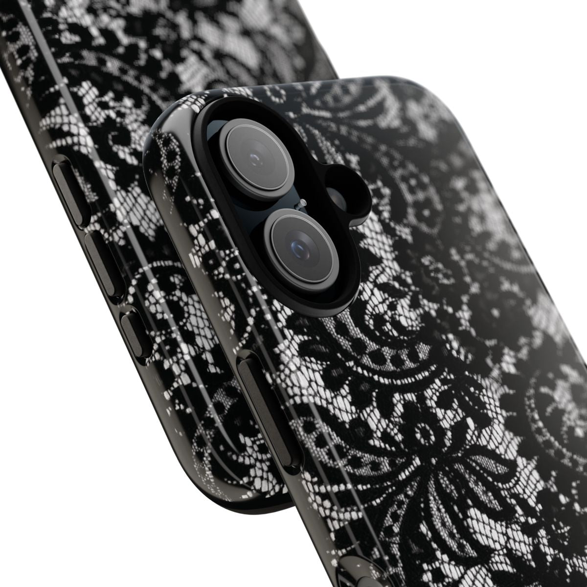 Coque de téléphone à motif dentelle noire