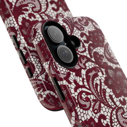 Burgundy Lace Pattern Iphone Case