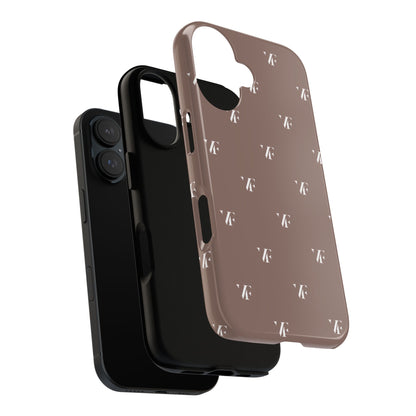 Taupe 'VERFETTI'-patroon, stoere iPhone-hoes