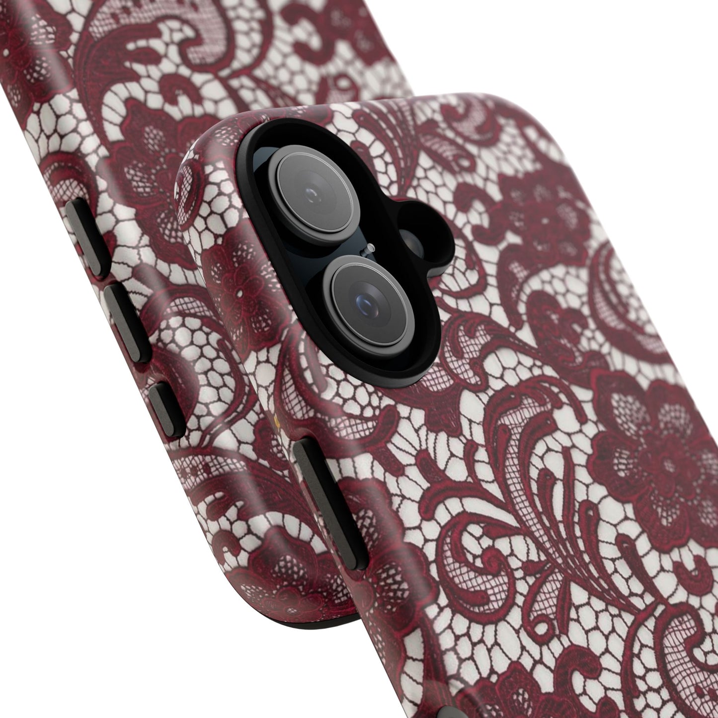 Burgundy Lace Pattern Iphone Case