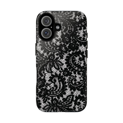 Coque de téléphone à motif dentelle noire